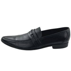 Studio Empoli Mens Black Leather Pointed Toe Slip On Loafers Dress Shoes Size 10